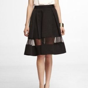 High Waisted Pleated Skirt With Sheer Panel